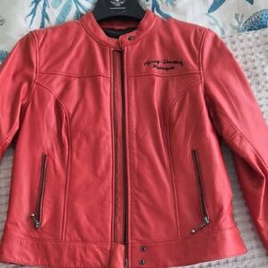 Harley-Davidson Women's Coral-Red Leather Jacket
